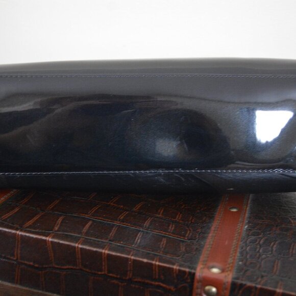 HOXIS Charm Glossy Metal Grip Structured Shoulder Handbag Women Satchel NEW - Picture 9 of 12